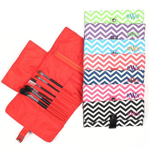 Chevron Makeup Roll Brush Set