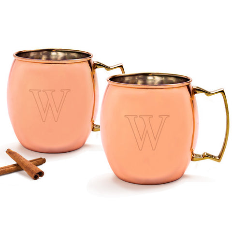 Personalized Moscow Mule Copper Mug w/ Unique Handle (Set of 2)