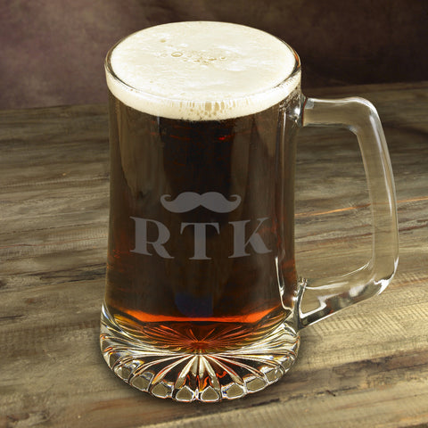 Etched Mugs - 25 oz. (117) - Mustache Initials