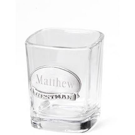 Shot Glass w/ Pewter Medallion - Coat of