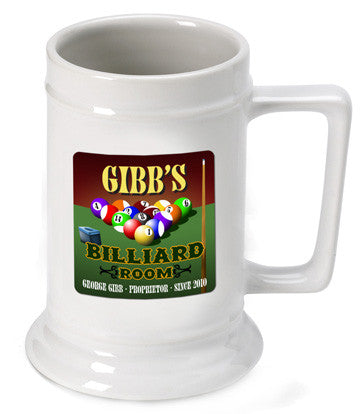 16oz. Ceramic Beer Stein - Billiards