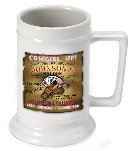 16oz. Ceramic Beer Stein - Cow Girl
