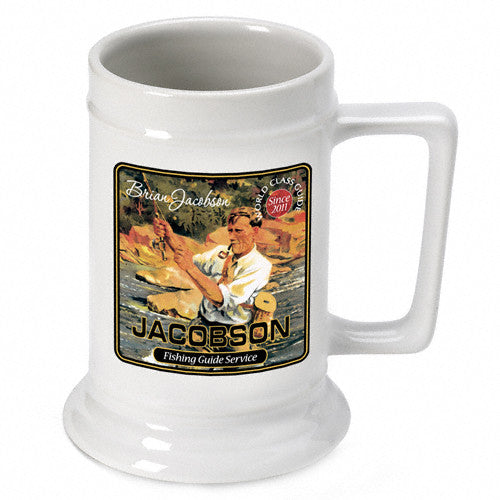 16oz. Ceramic Beer Stein - Fishing Guide