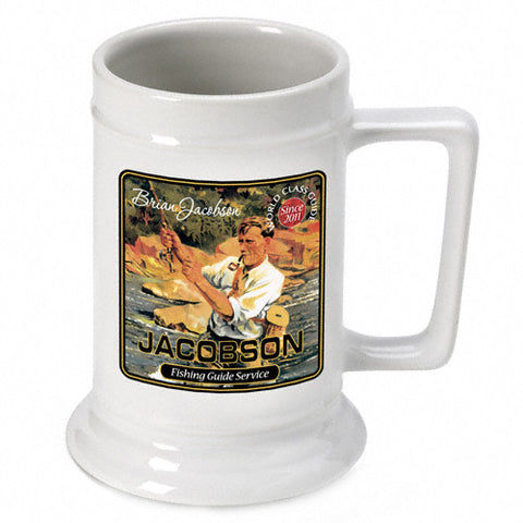 16oz. Ceramic Beer Stein - Fishing Guide