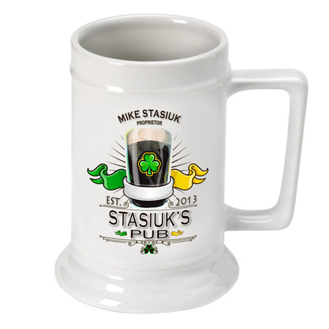 16oz. Ceramic Beer Stein - Irish Pub