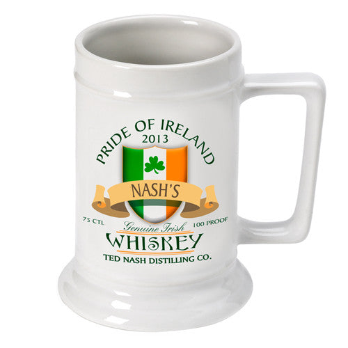 16oz. Ceramic Beer Stein - Irish Whiskey