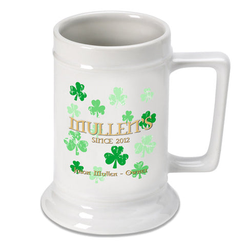 16oz. Ceramic Beer Stein - Raining Clovers