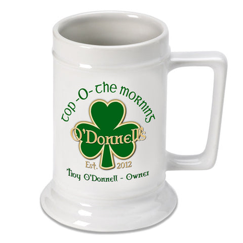 16oz. Ceramic Beer Stein - Top 'O Morning