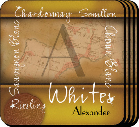 Personalized Wine Coasters - White Wine